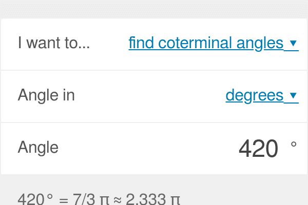 coterminal angle calculator